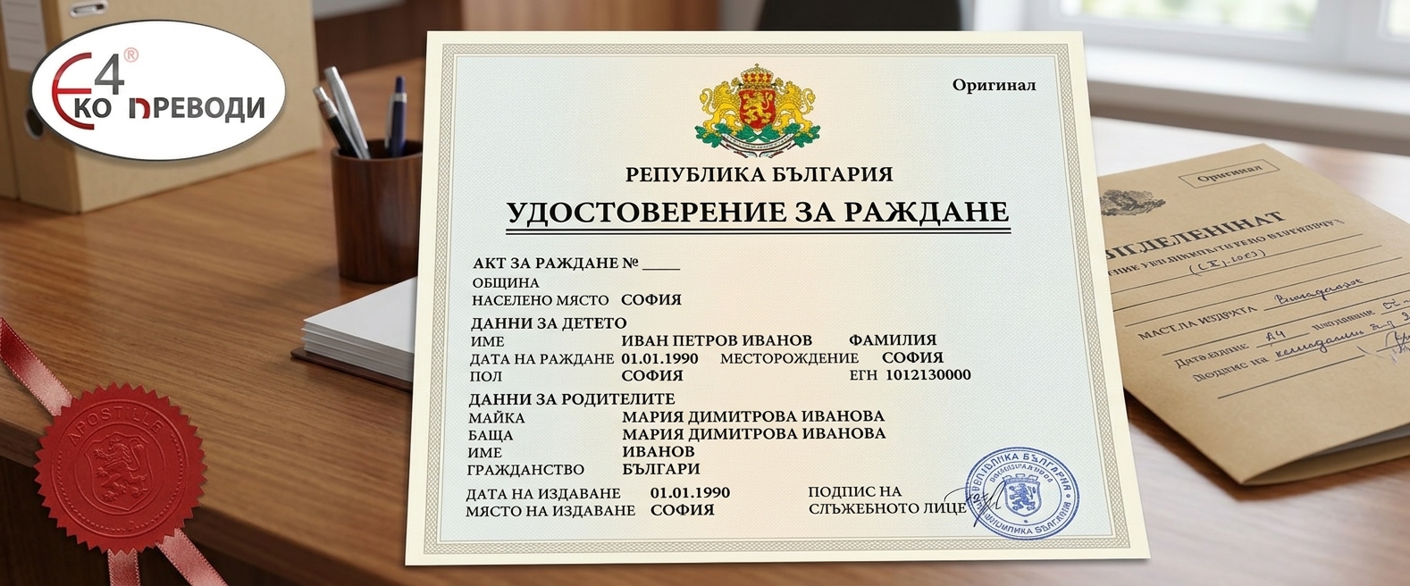Превод и легализация на удостоверение за раждане