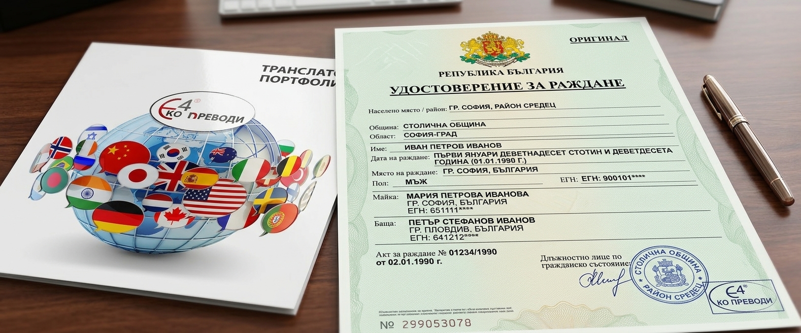 Превод на удостоверение за раждане