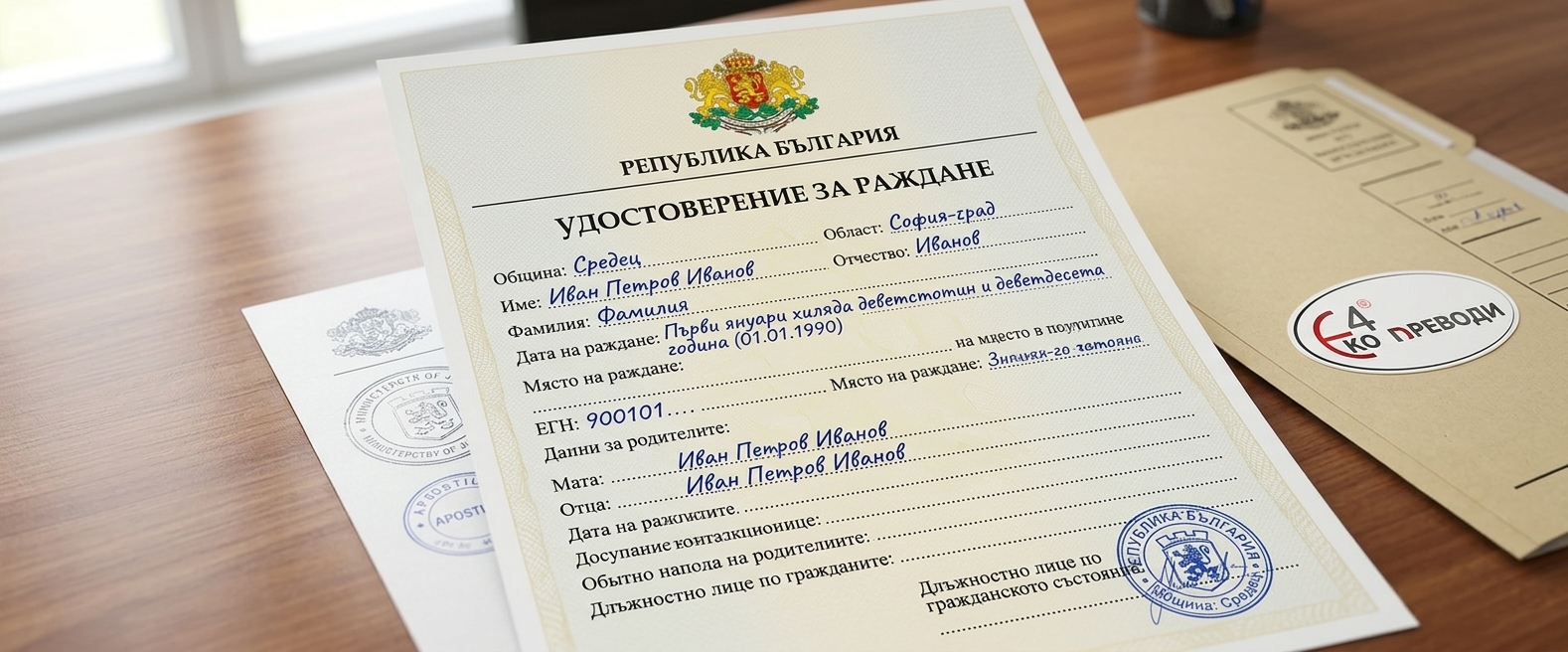 Превод и легализация на удостоверение за раждане