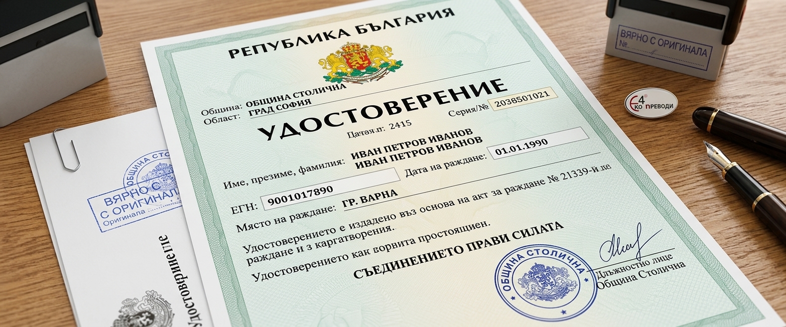 Превод на удостоверение