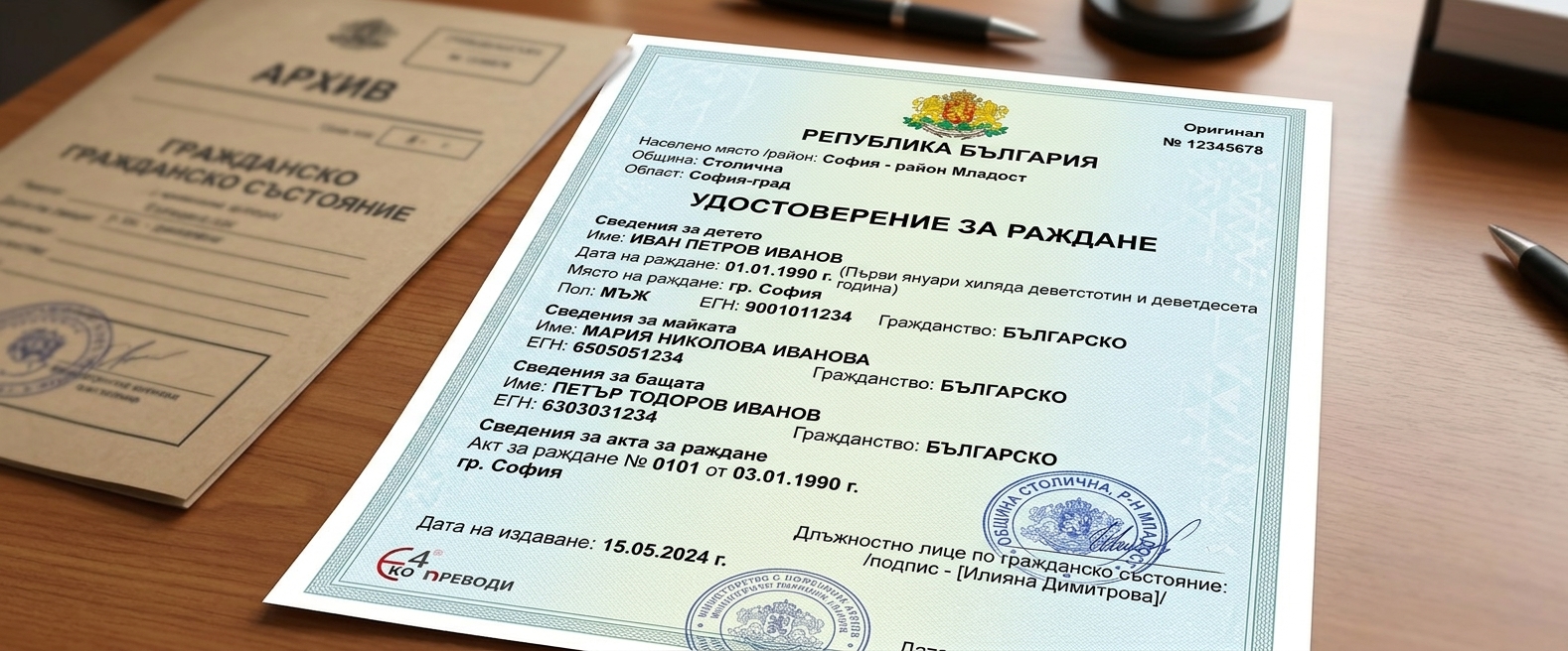 Превод и легализация на удостоверение за раждане