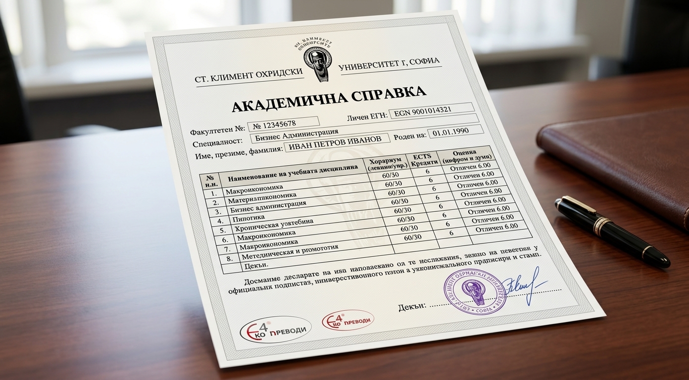 Превод на академична справка