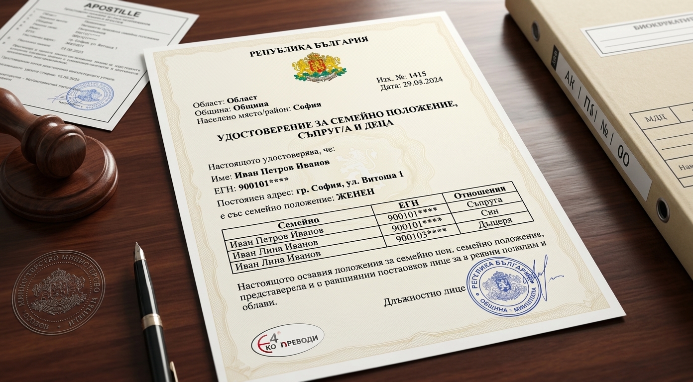Превод и легализация на удостоверение за семейно положение